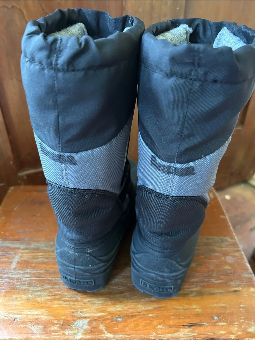 L.L. Bean Kids' Black Waterproof Winter Boots with Drawstring Top